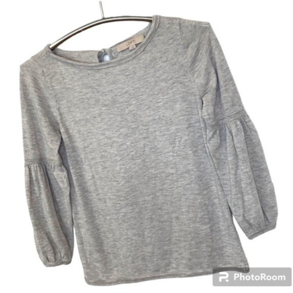 LOFT | Women’s LOFT Gray Long Sleeve Tie Back Blouse, Size Small. - Picture 1 of 7